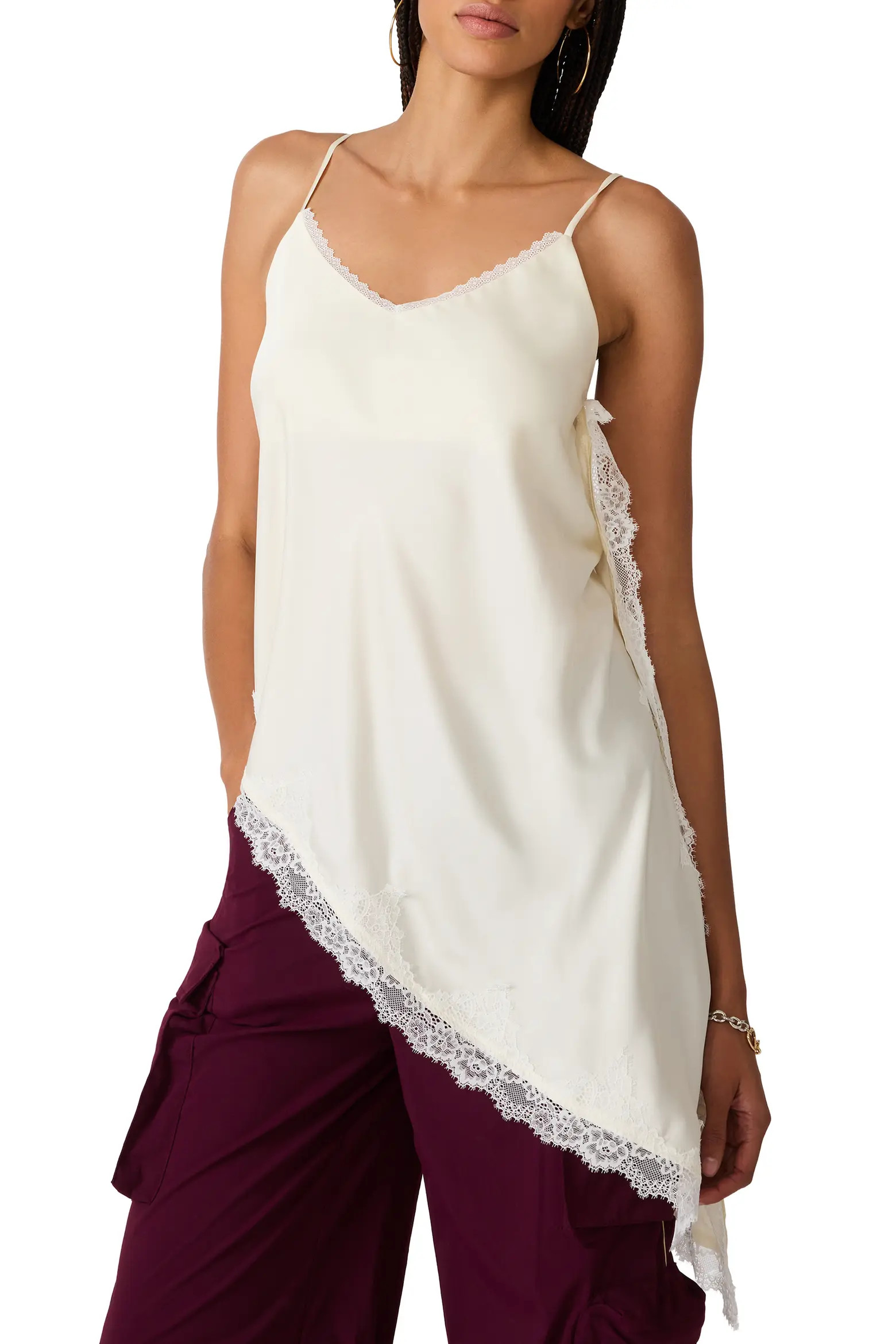 Steve Madden Margan Lace Trim Asymmetrical Hem Camisole (Women) | Nordstrom | Nordstrom