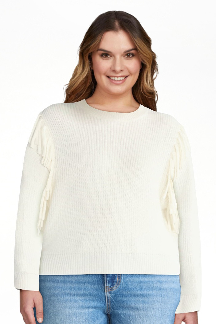 Time and Tru Women's Fringe Pullover Sweater, Midweight, Sizes XS-XXXL | Walmart (US)