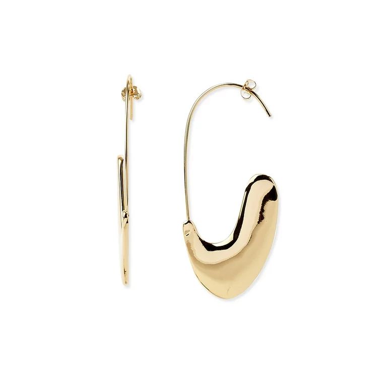Scoop Women’s 14K Gold Flash-Plated Organic Hoop Earrings | Walmart (US)