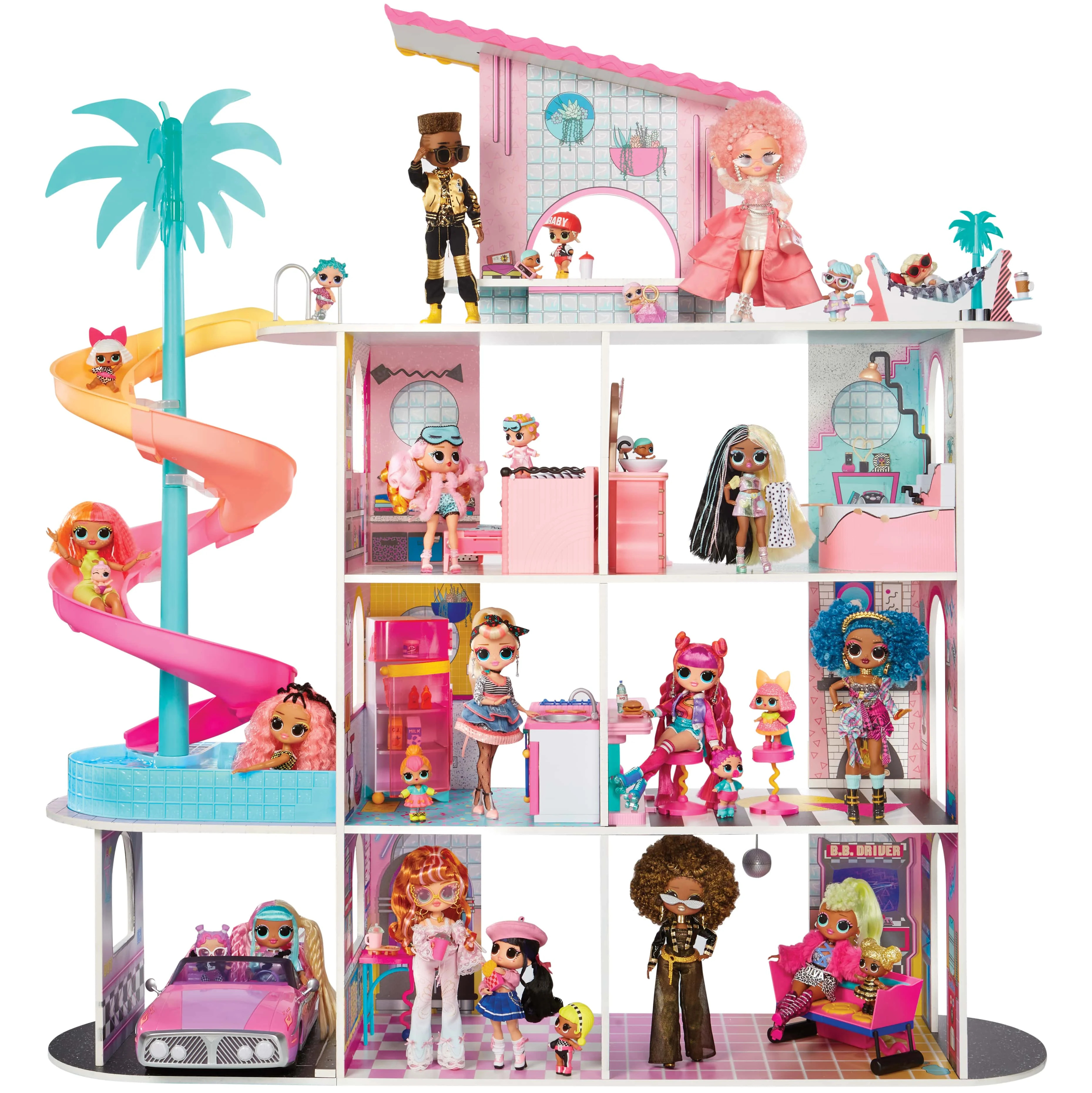 LOL Surprise OMG Fashion House Playset with 85+ Surprises and Made from Real Wood, Pool, Spiral S... | Walmart (US)