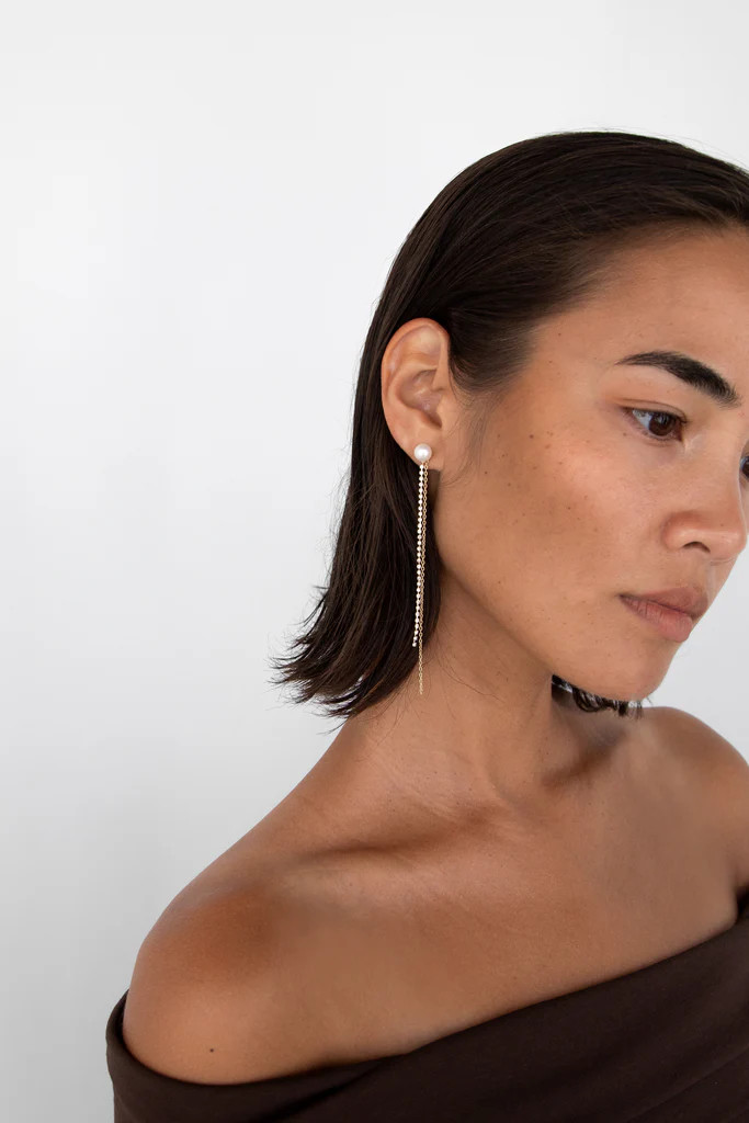 CHAIN AND ZIRCONIA DROP EARRING | OAK + FORT