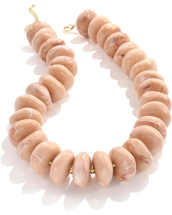 Colorful Chunky Beaded Necklace for Women,Large Acrylic Bead Choker Statement Necklace Cute Trend... | Amazon (US)