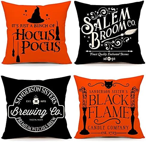 4TH Emotion Halloween Decor Pillow Covers 20x20 Set of 4 Halloween Decorations Hocus Pocus Farmhouse | Amazon (US)
