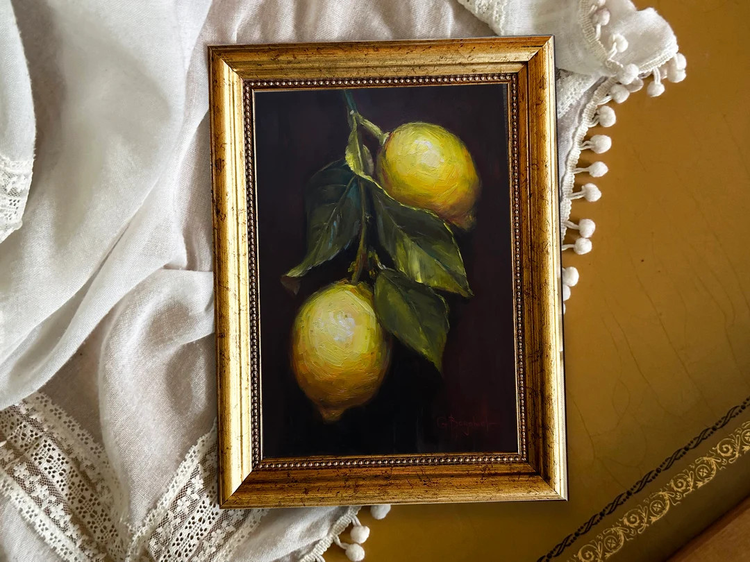 LEMON BRANCH Painting Fine Art Print Kitchen Decor Still Life Fruit Print Vibrant Lemon Poster Ci... | Etsy (US)