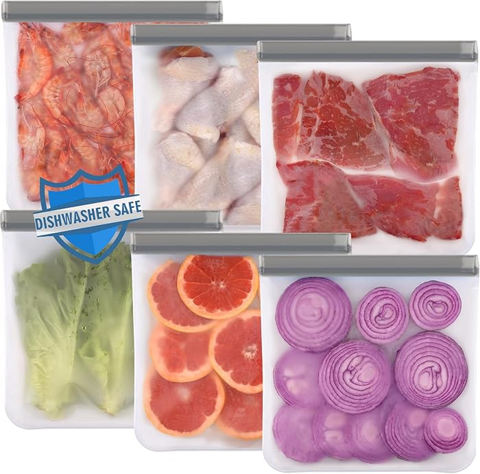 Lerine Food Storage Bags, Freezer Bags Leakproof Dishwasher Safe BPA Free | Amazon (US)