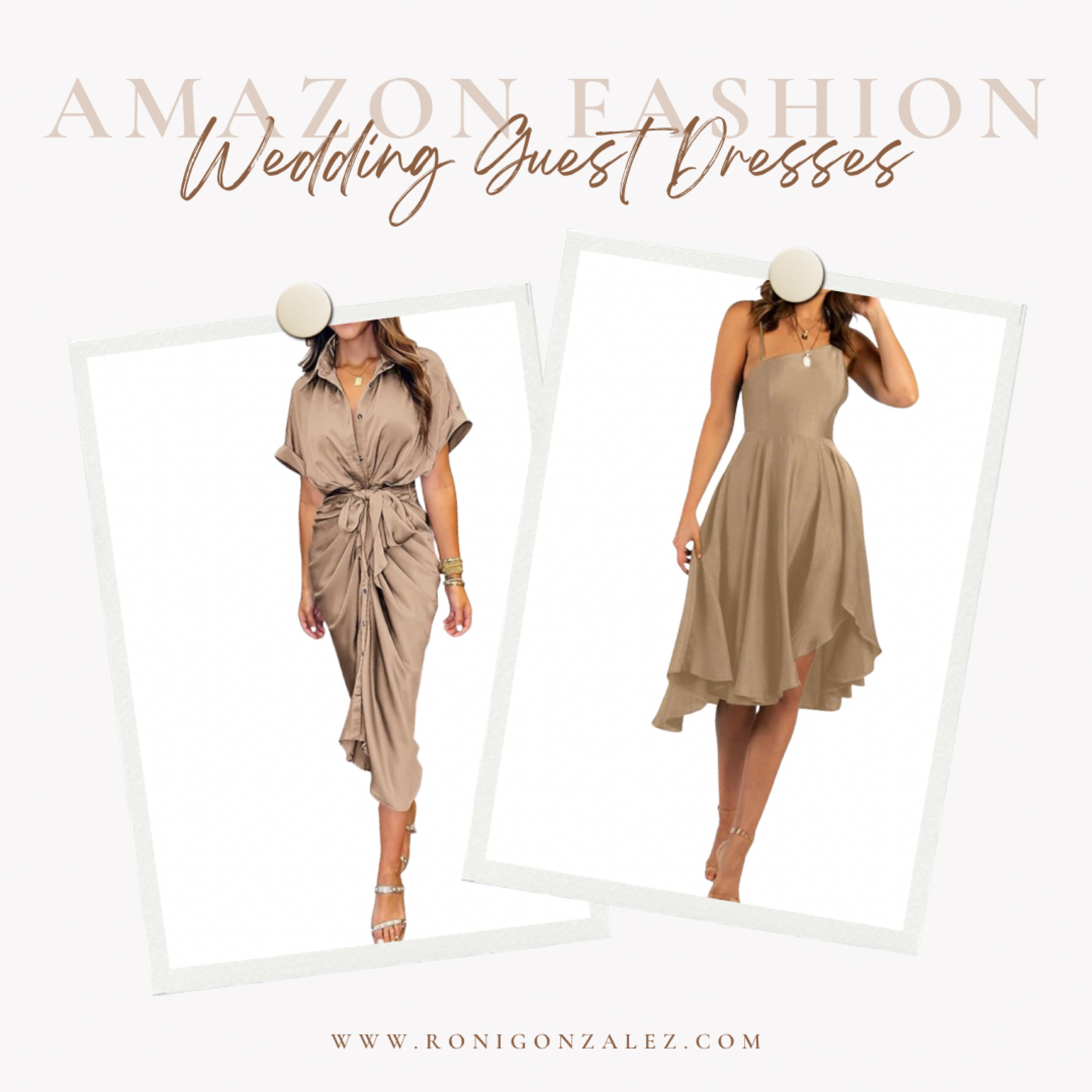 Khaki color dresses that can be worn as a #weddingguestdress

#falldress #fallwedding #ronigonzalez #khaki 

#LTKwedding #LTKunder50 #LTKstyletip