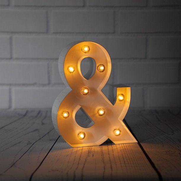 Fantado White Marquee Light Symbol '& / Ampersand' LED Metal Sign (8 Inch, Battery Operated w/ Ti... | Walmart (US)