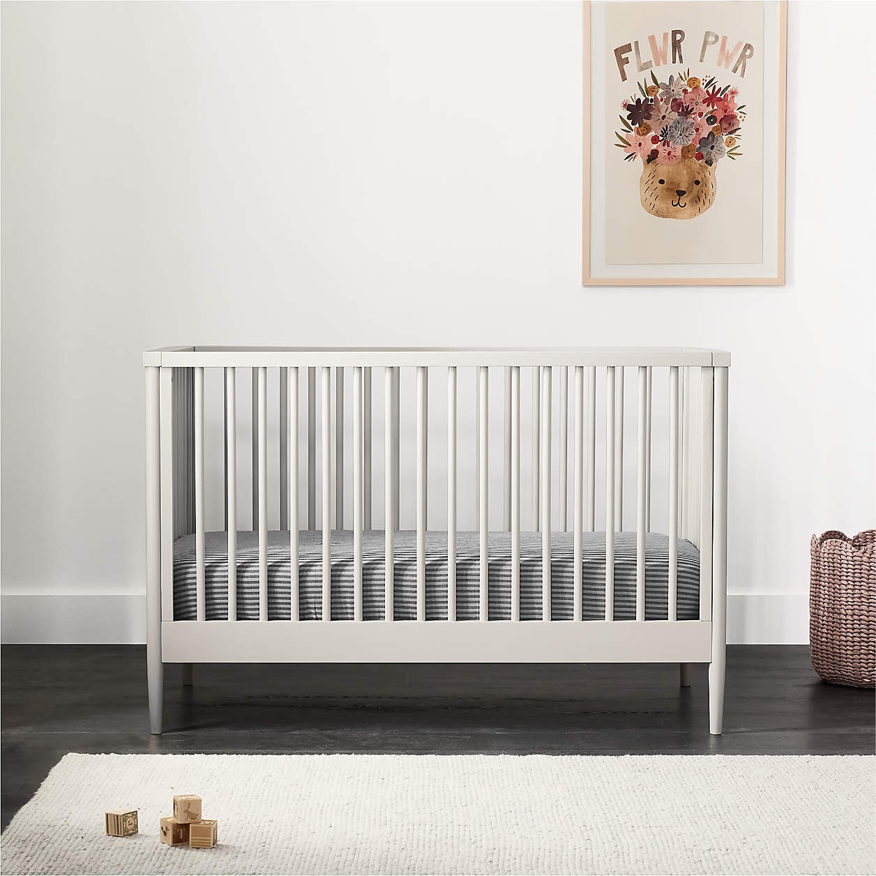 Hampshire Grey Wood Convertible Crib + Reviews | Crate & Kids | Crate & Barrel