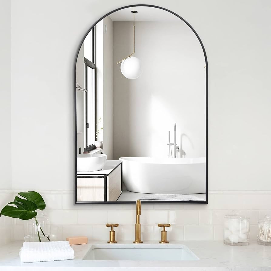Arched Mirror, 20"x30" Black Bathroom Mirror with Metal Frame, Wall Mounted Mirrors Decor Modern ... | Amazon (US)