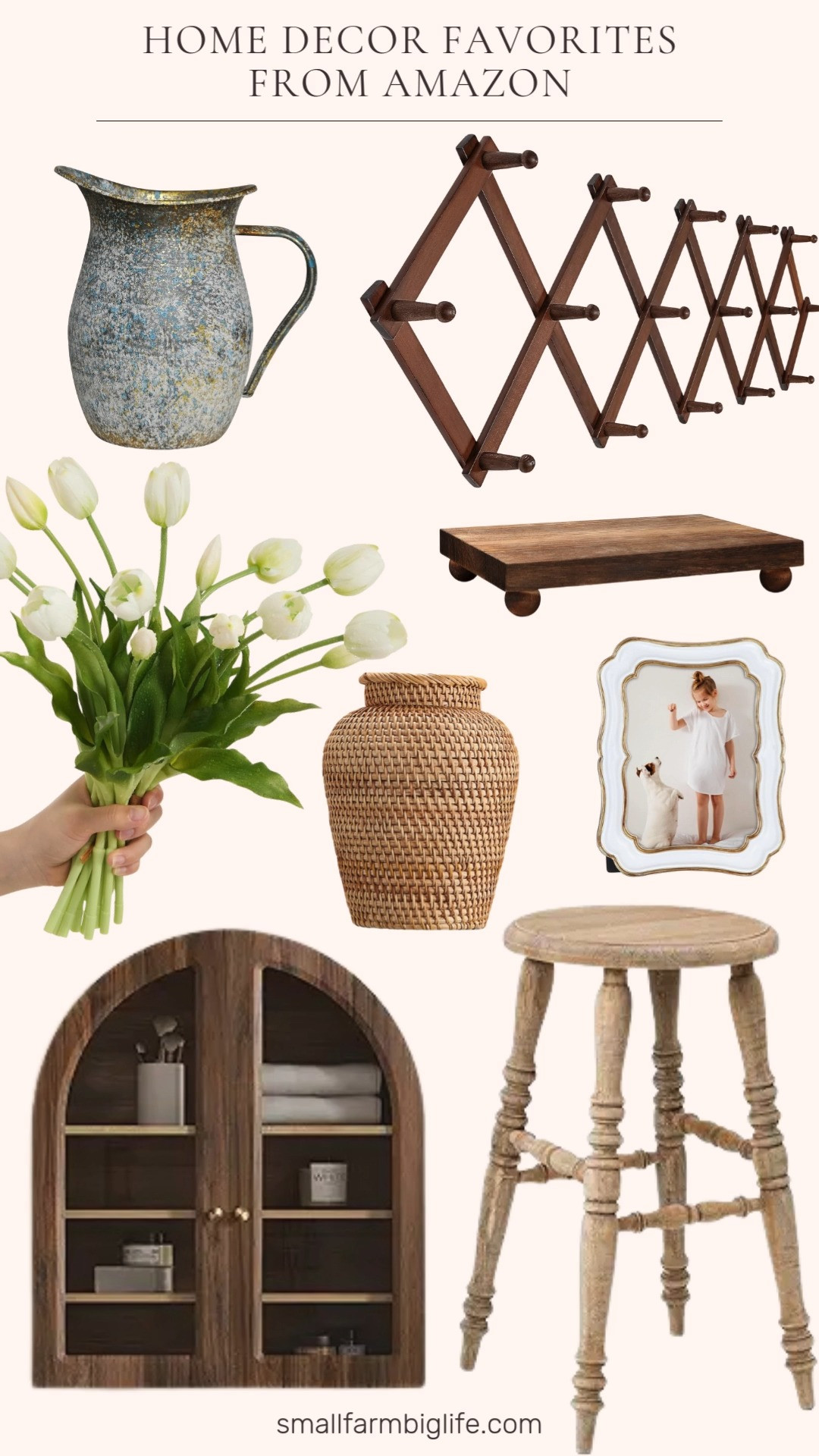 Home decor favorites from Amazon with warm, timeless charm 🤍
Natural wood textures, classic white ceramics, and simple accents. From faux tulips and picture frames to functional wall hooks and storage, these make it easy to create a cozy, collected look. These pieces work beautifully on shelves, walls, and everyday spaces ✨ 

 #LTKHome