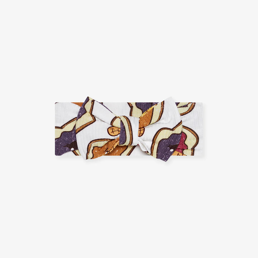 PB&J White Baby Girl Big Bow Headwrap | Peanut Butter Jelly Time | Posh Peanut