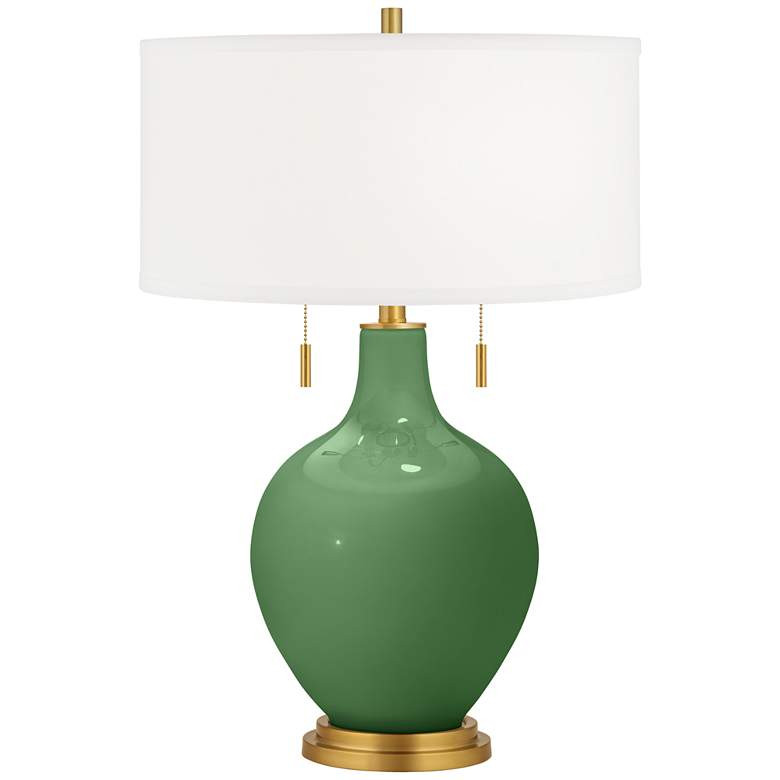 Color Plus Toby Brass 28" Garden Grove Green Glass Table Lamp - #95P83 | Lamps Plus | Lamps Plus