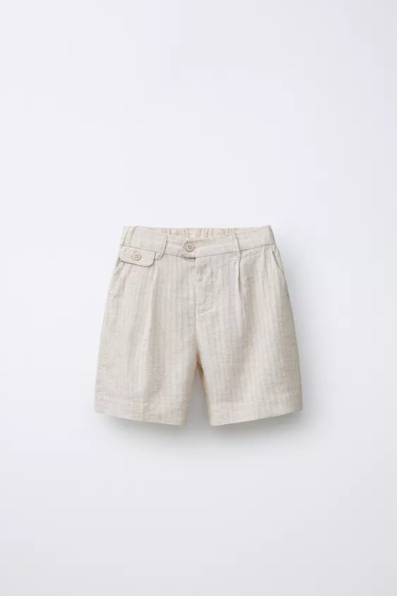 LINEN BLEND SUIT SHORTS | Zara US