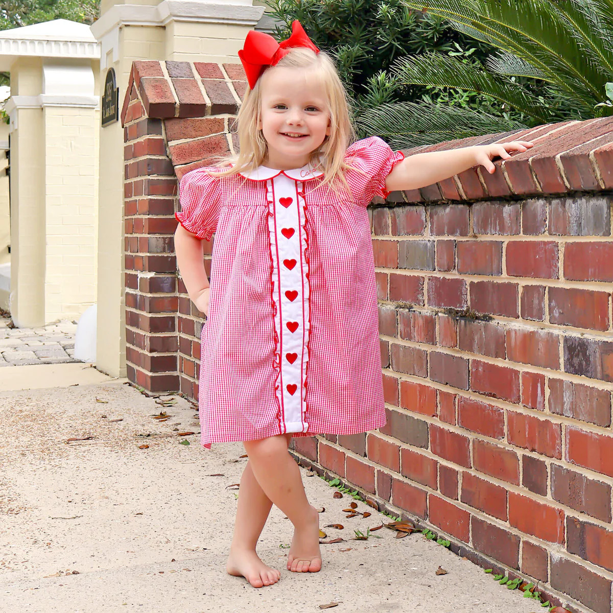 Heart Embroidered Red Gingham Camila Dress | Classic Whimsy