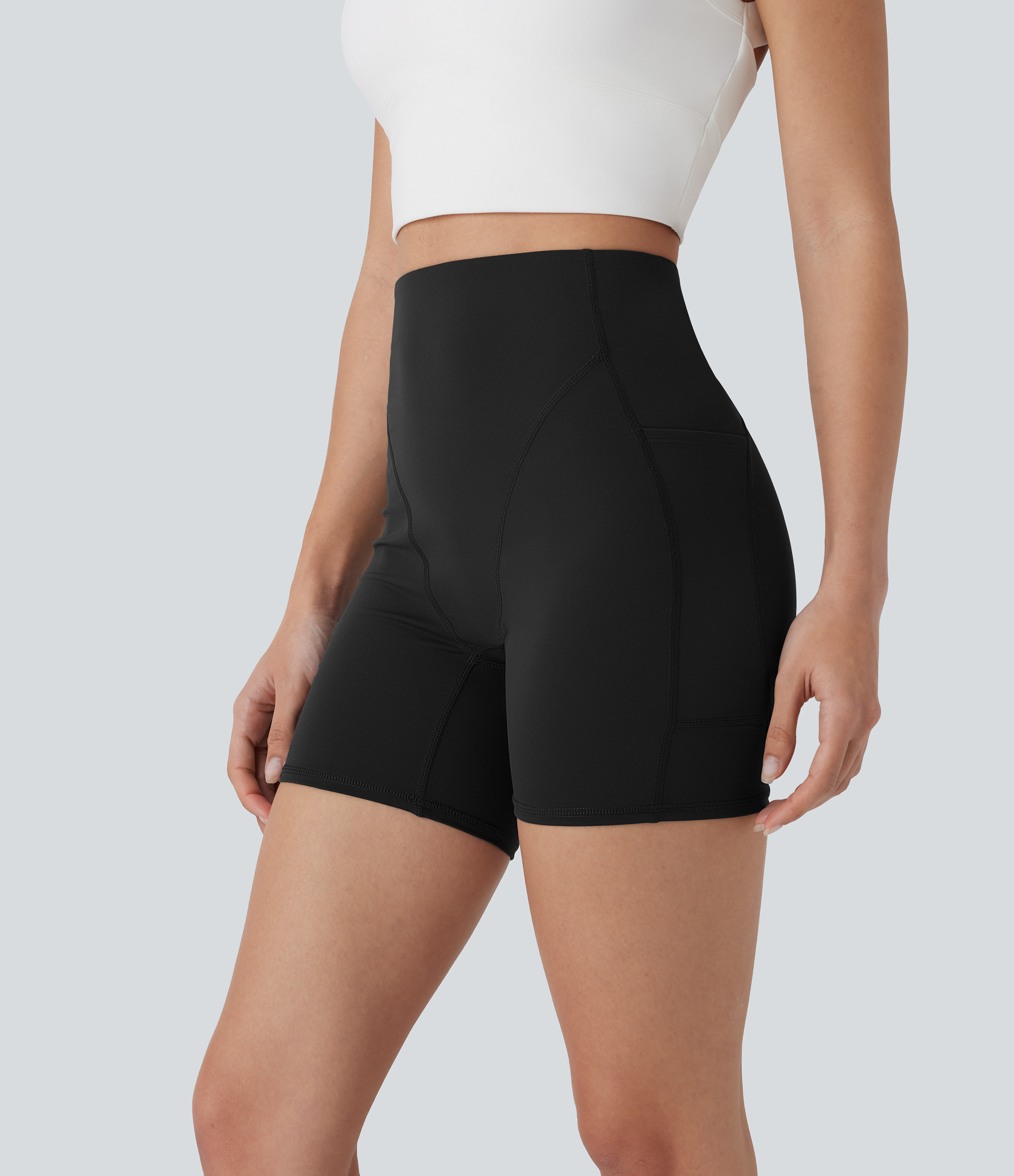 Halara High Waisted Pocket Workout Biker Shorts 5'' - Black - S biker shorts women black biker shorts womens biker shorts white biker shorts | HALARA