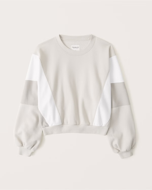 Balloon Sleeve Colorblock Crew Sweatshirt | Abercrombie & Fitch (US)