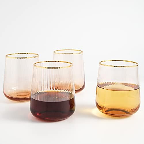 Lysenn Stemless Wine Glasses Set of 4 - Premium Hand Blown Drinking Glasses for White and Red Win... | Amazon (US)