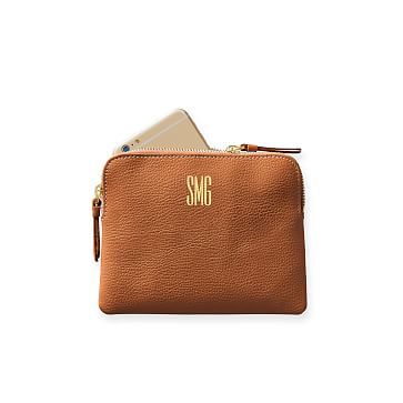 Everyday Italian Leather Mini Zipper Pouch, Foil Debossed | Mark and Graham | Mark and Graham