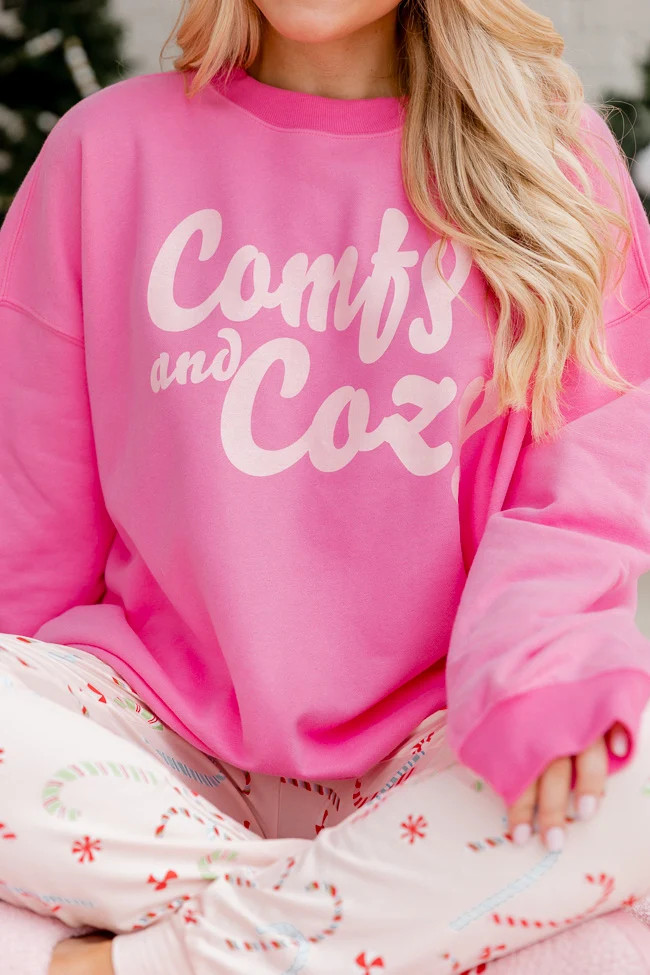 Comfy and Cozy Pink Oversized Graphic Sweatshirt | Pink Lily