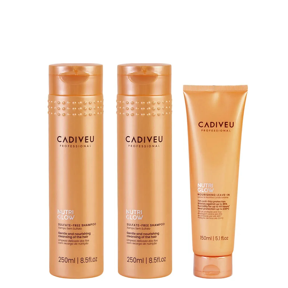 Kit Cadiveu Nutri Glow Shampoo + Condicionador + Leave-in Nutritivo | Amobeleza (BR)
