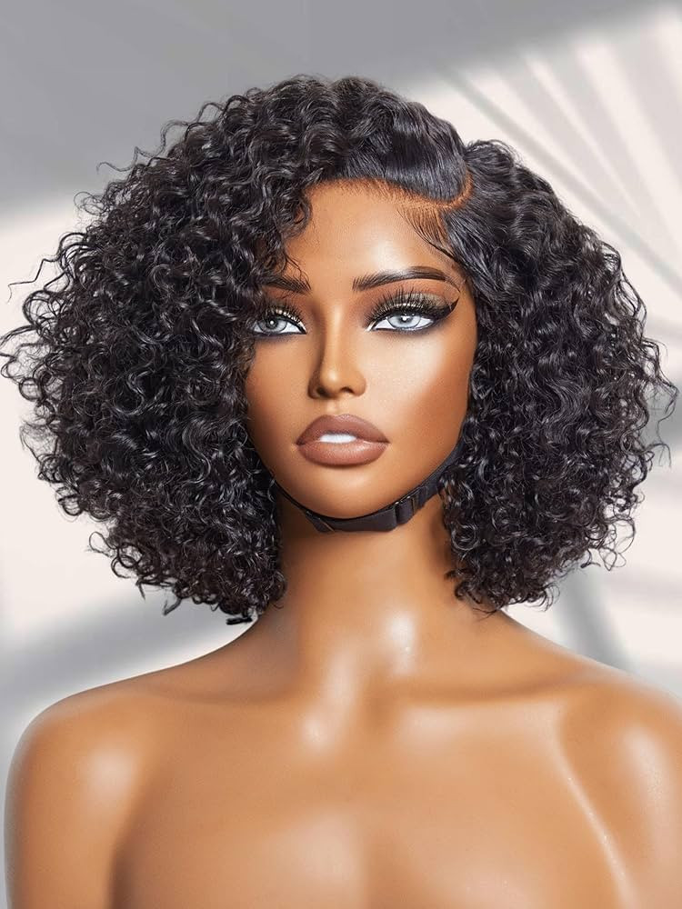 LUVME HAIR Short Curly Wig Human Hair 10 Inch Glueless Wigs Human Hair Pre Cut Lace Closure Undet... | Amazon (US)