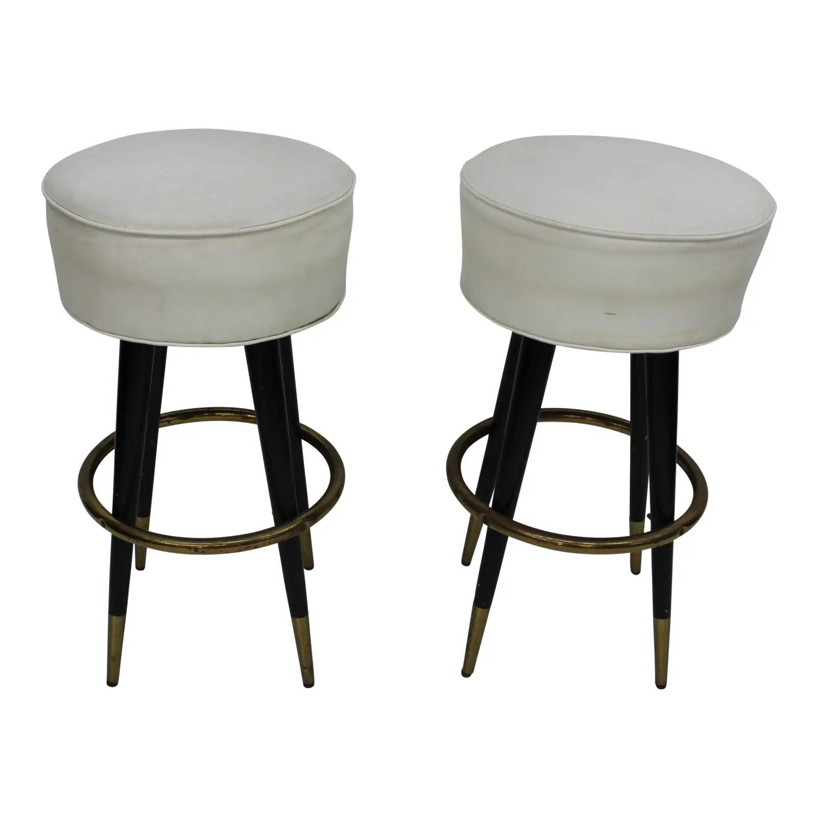 Mid Century Modern Pair of Bar Stools | Chairish