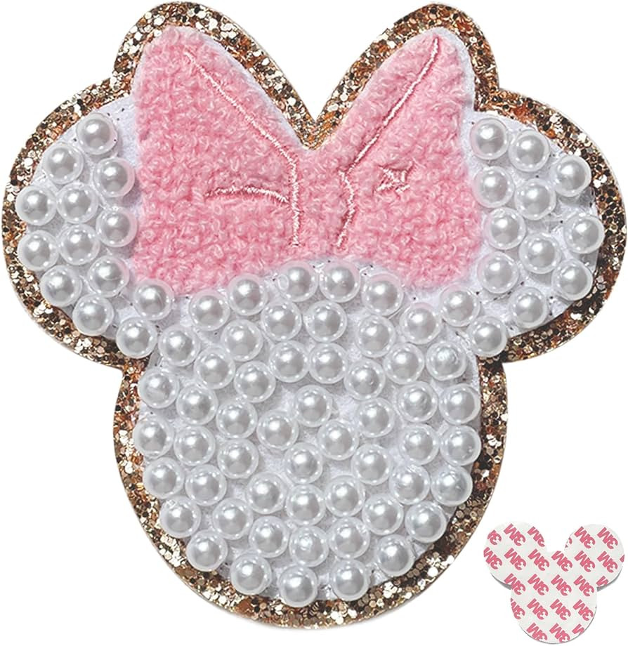 Cute Mouse Iron on Pearl Patches, Cartoon Self-Adhesive Sticker Patch, DIY Iron Patches for Bags,... | Amazon (US)