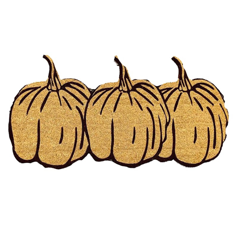 Pumpkin Trio Shaped Coir Mat, 22x47 | At Home