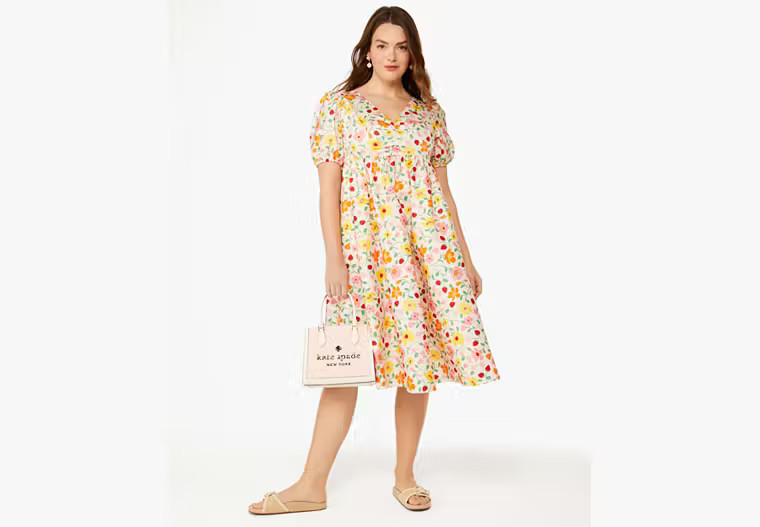 Kate Spade Strawberry Garden Midi Dress, Strawberry Bud - 12 | Kate Spade Outlet