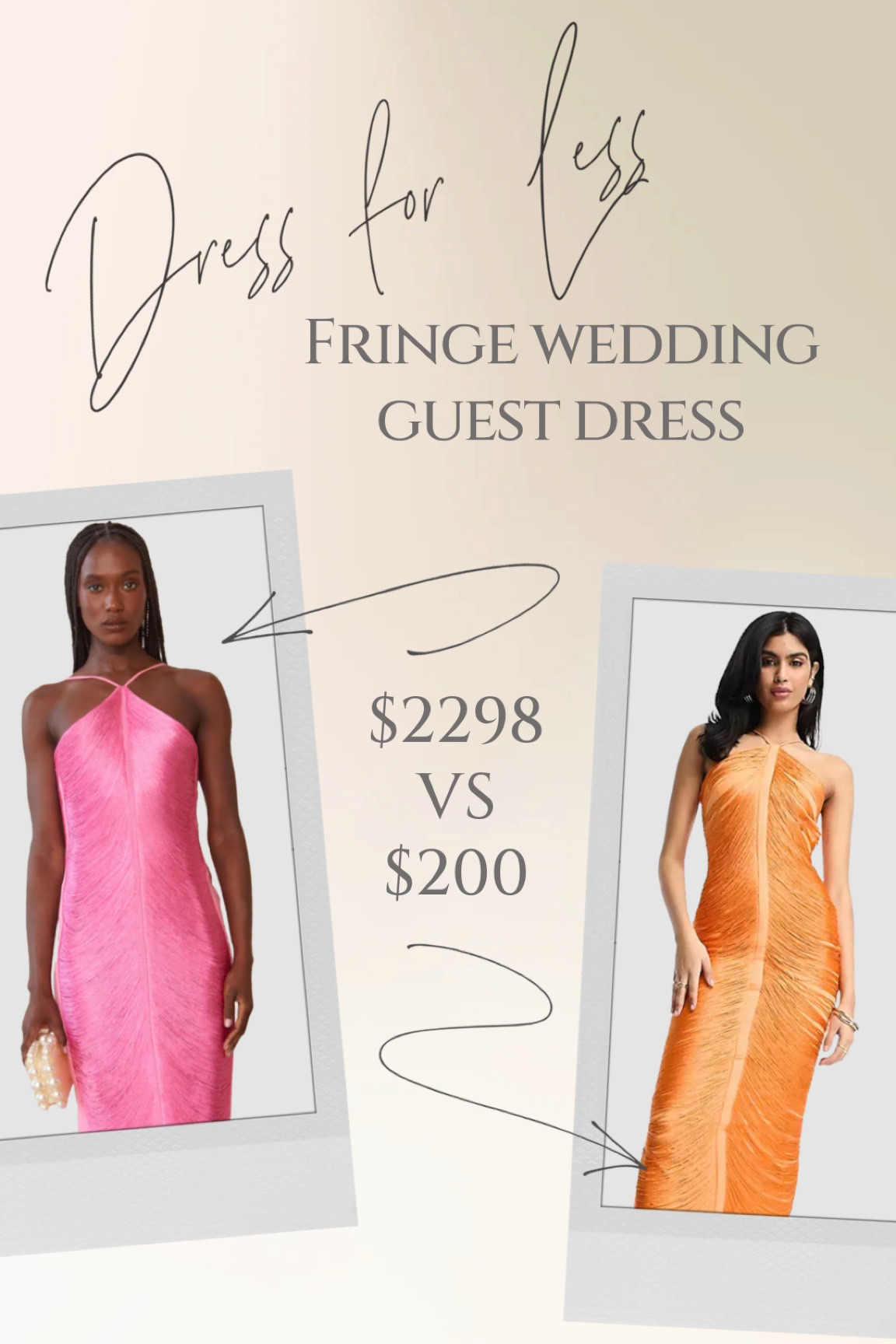 Dress for Less! 💕
I found the perfect dupe for this $2300 Cult Gaia fringe halter dress that has been a celebrity wedding guest favorite. ASOS has a great dupe for $200 (save 90%) and is available in two colors: orange and champagne!
Shop the dupe 👇🏼 

#LTKwedding #LTKFind #LTKSeasonal
