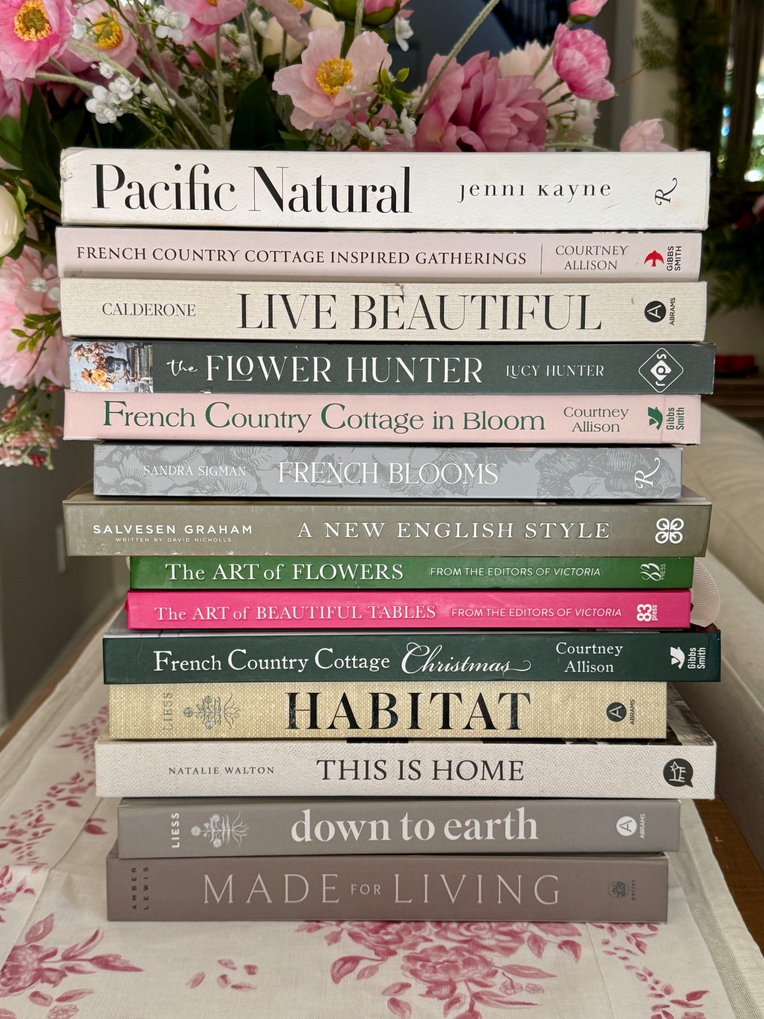 COFFEE TABLE BOOKS: Floral and home interior coffee table books that I have, love and recommend. 

These are gorgeous, inspiring and I refer to them often. They make great gifts, and great decor and keepsakes for any book, floral or home enthusiast. 

Coffee table books, French country, modern cottage, English style, flower book