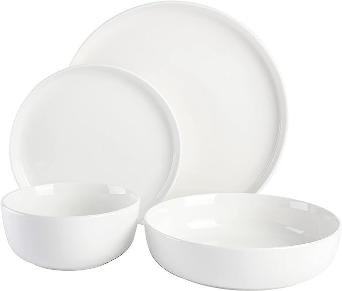 Gibson Home Oslo Porcelain Dinnerware Set, Service for 4 (16pcs), White | Amazon (US)