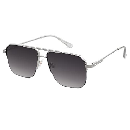 SOJOS Retro Square Sunglasses Womens Men Semi-Rimless Shades Trendy Designer Sun Glasses UV400 SJ1196 with Silver/Grey Lens | Amazon (US)