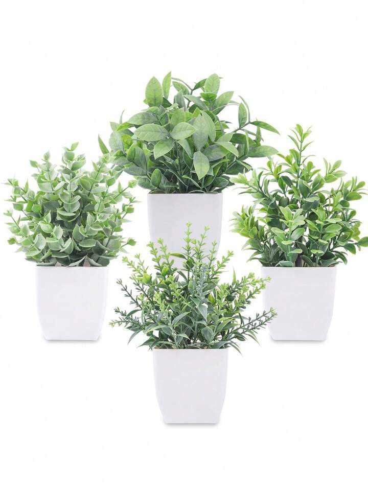 4pcs Artificial Plant Pot Set For Indoor Home Decoration, Random Assortment Of Small Artificial P... | SHEIN
