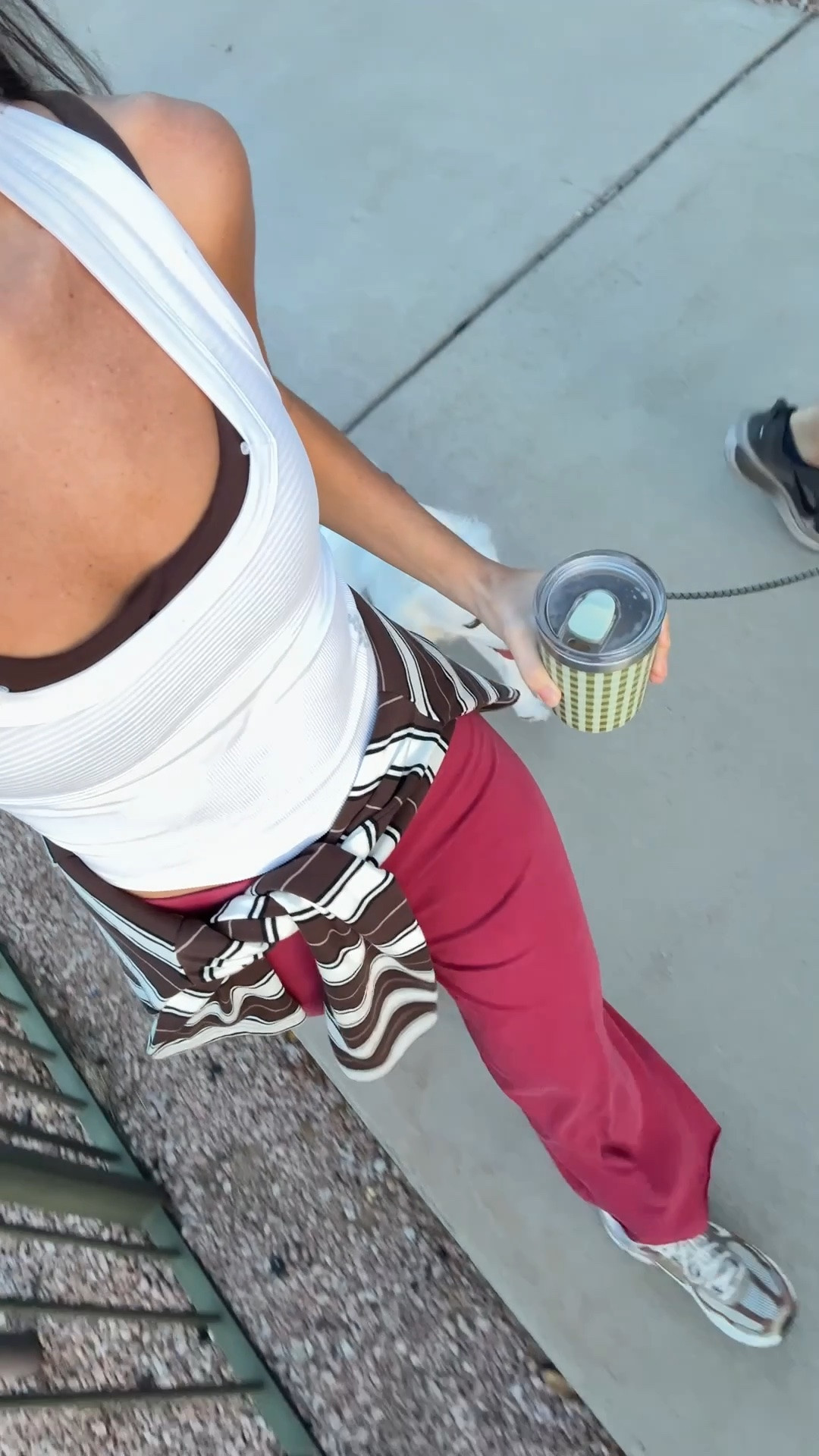 Morning walk outfit! Wearing XS in the pants and tops and small in the stripes!