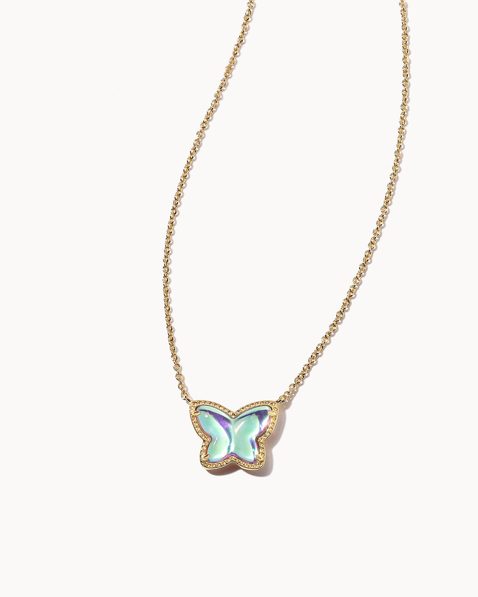 Lillia Butterfly Gold Pendant Necklace in Blue Dichroic Glass | Kendra Scott | Kendra Scott