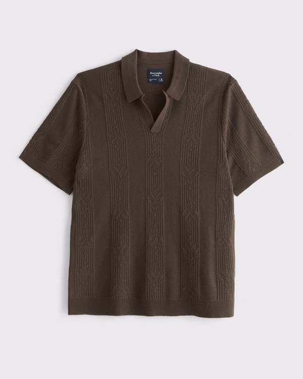 Textural Striped Johnny Collar Sweater Polo | Abercrombie & Fitch (US)