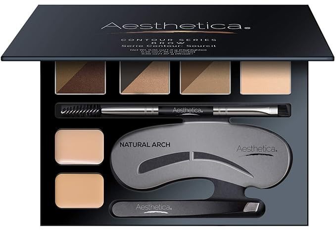 Aesthetica Brow Contour Kit 16-Piece Eyebrow Makeup Palette Set 6 Eyebrow Powders, 5 Eyebrow Sten... | Amazon (US)
