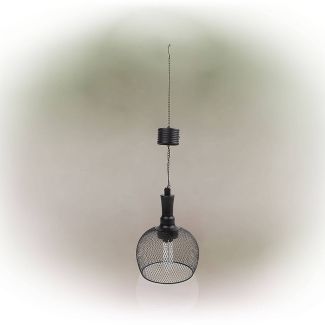 10" Solar Hanging Mesh Glass Lantern Black - Alpine Corporation | Target