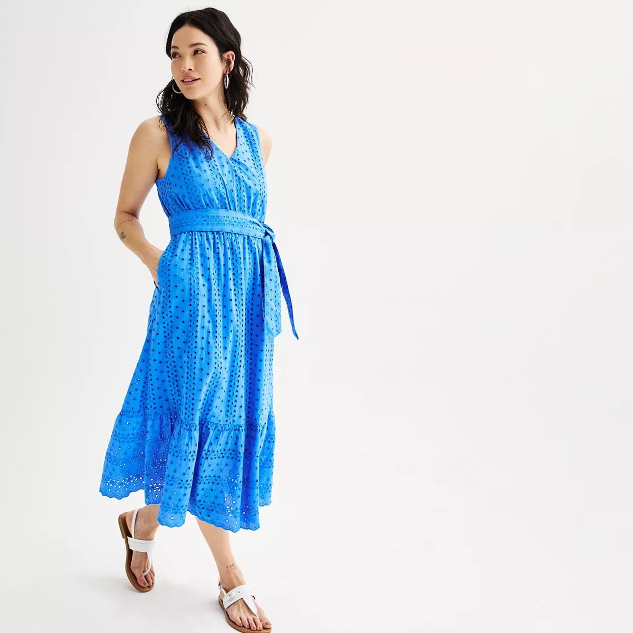 Women's Sonoma Goods For Life® Eyelet Belted Dress | Kohl's