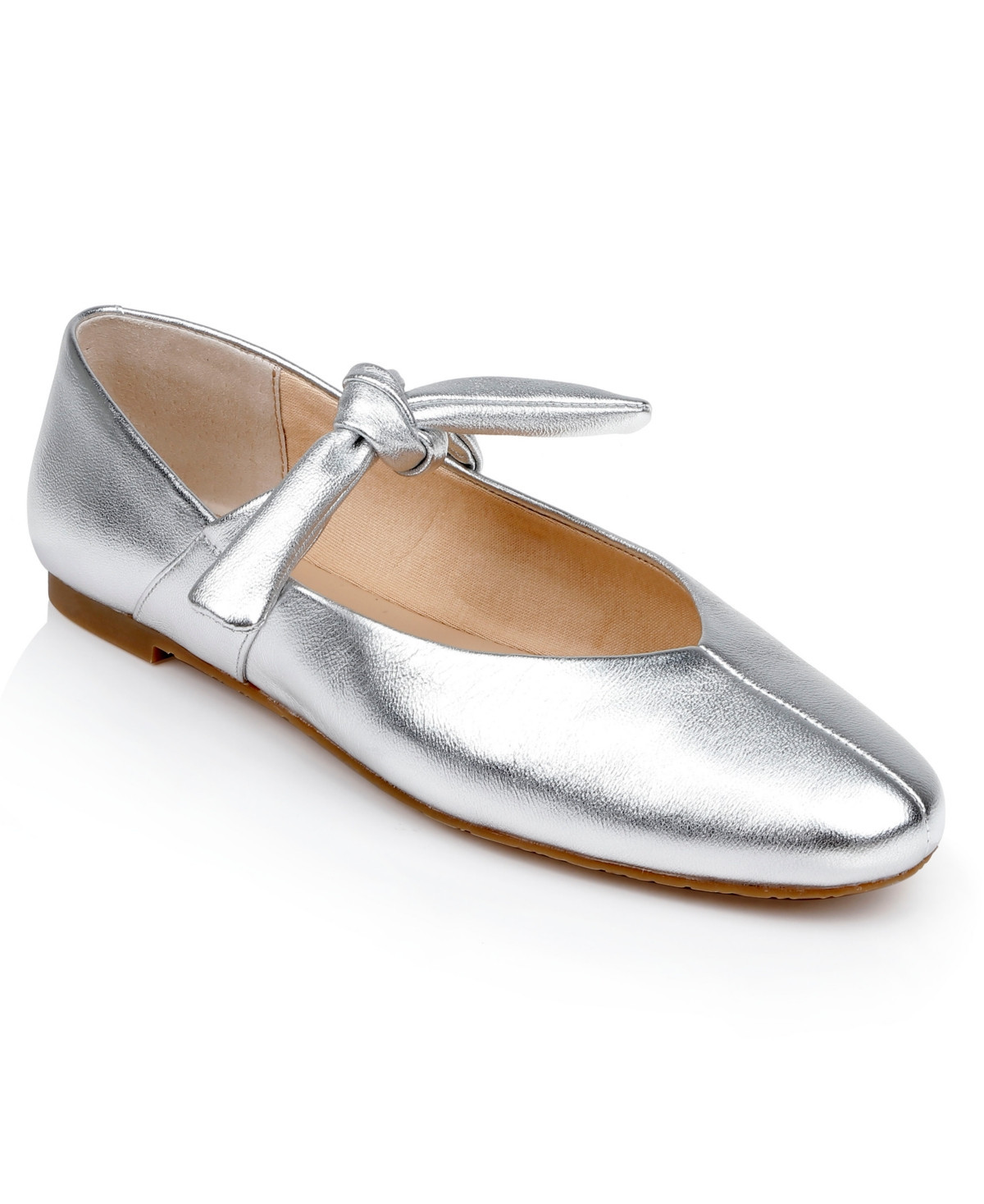 Jewel Badgley Mischka Women's Taylore Ballet Flats - Silver Metallic Leather | Macy's