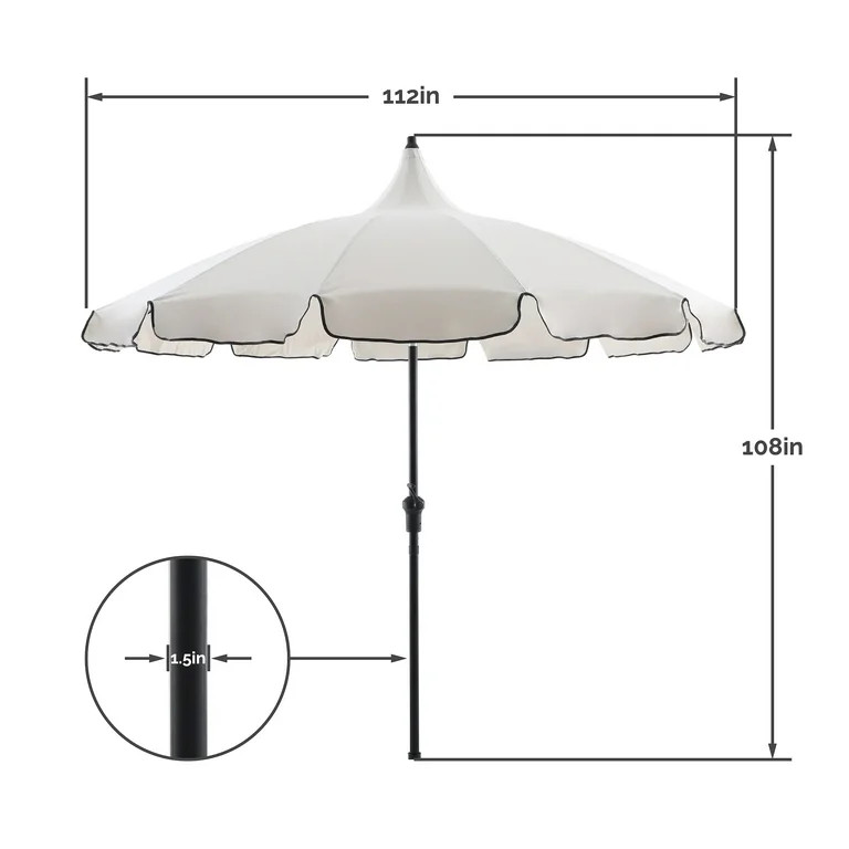 My Texas House 9ft Outdoor Round Market Patio Umbrella with Off-White Canopy and Black Trim - Wal... | Walmart (US)