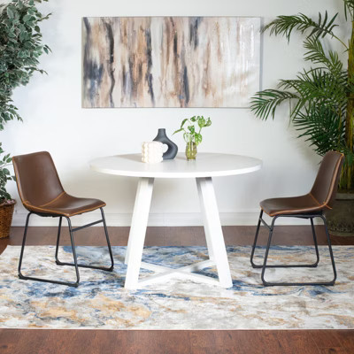 Roundhill Furniture Varna Round Dining Set, Wood Dining Table with 2 Stylish Chairs, 3-Piece Brown | Target