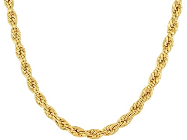 LIFETIME JEWELRY 5mm White Gold Chain for Men & Women 24k Real Gold Plated Diamond Cut Gold Rope ... | Amazon (US)