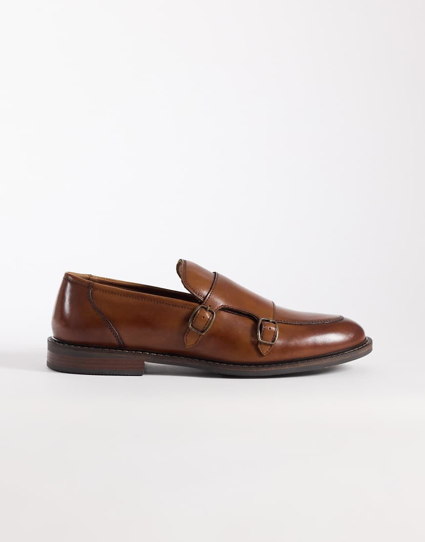 ASOS DESIGN monk shoes in tan leather-Brown | ASOS (Global)
