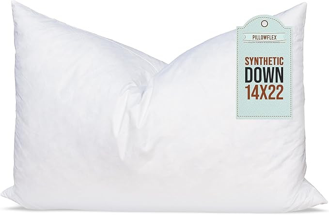Pillowflex Synthetic Down Pillow Insert - 14x22 Down Alternative Pillow, Ultra Soft Body Pillow, ... | Amazon (US)