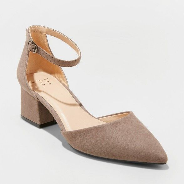 Women's Natalia Microsuede Pointed Toe Block Heeled Pumps - A New Day™ | Target