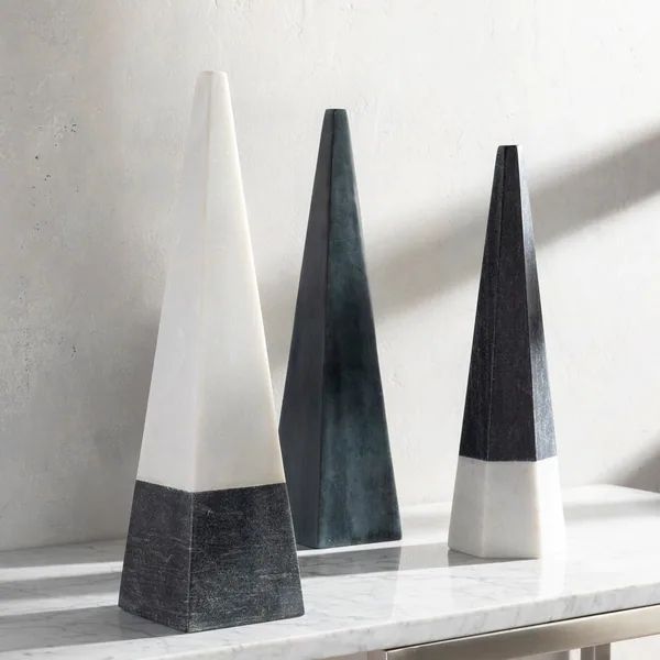 Sabola Geometric Marble Pyramid Sculpture | Bed Bath & Beyond