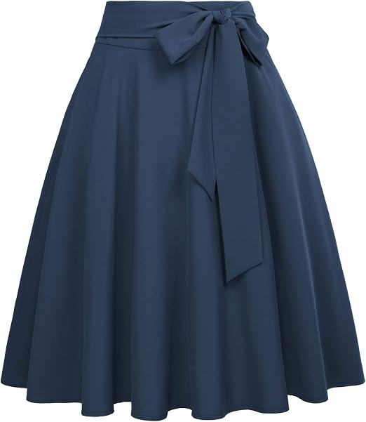 Belle Poque Women's High Waist A-Line Pockets Skirt Skater Flared Midi Skirt Vinage Skirt | Amazon (US)
