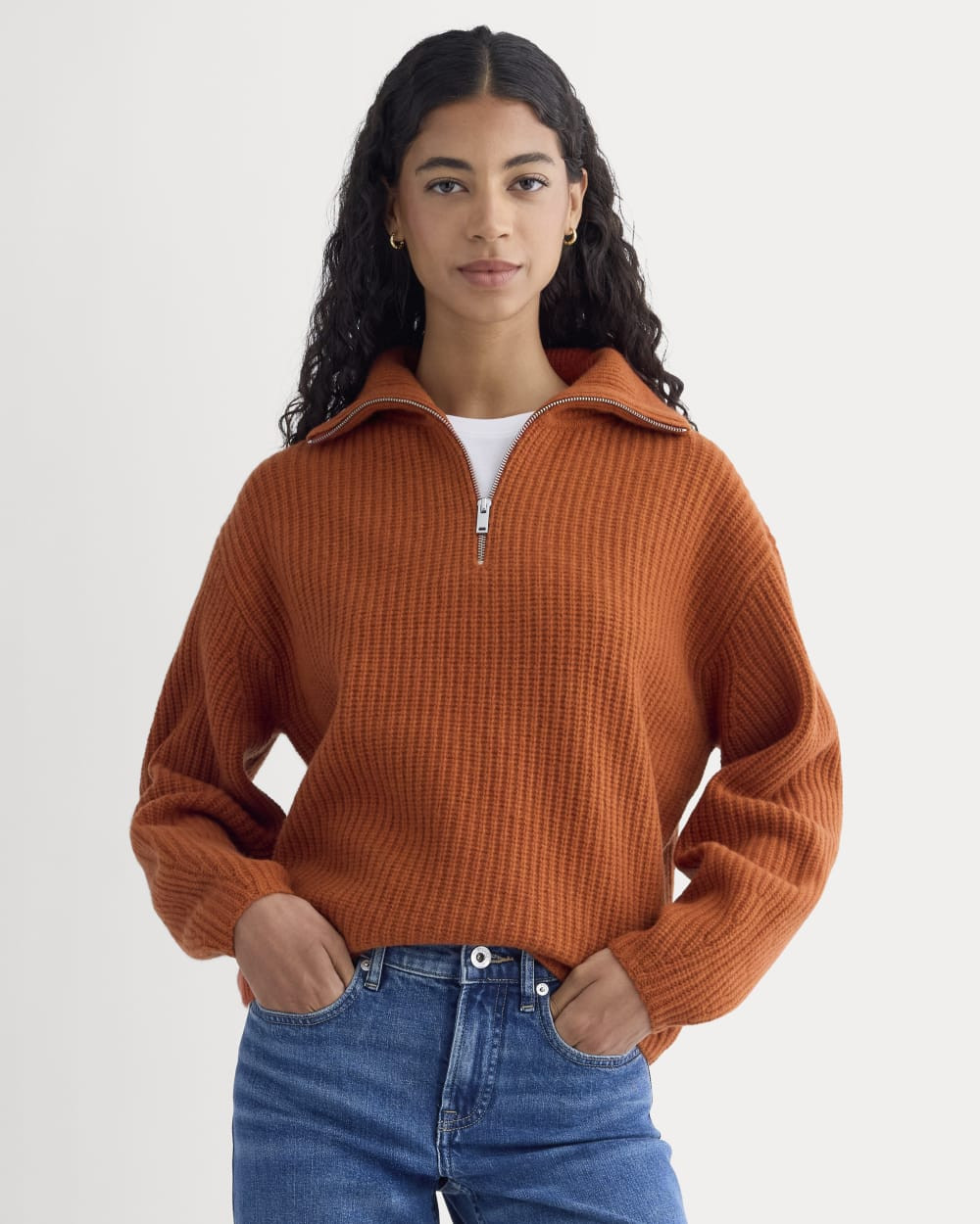 The Half-Zip Sweater in Luxe Merino | Rust Heather | Everlane